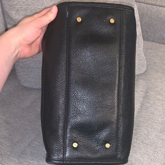 Tory Burch Black Pebbled Leather Satchel with Gold-Tone Logo Purse 👛 - Picture 13 of 17